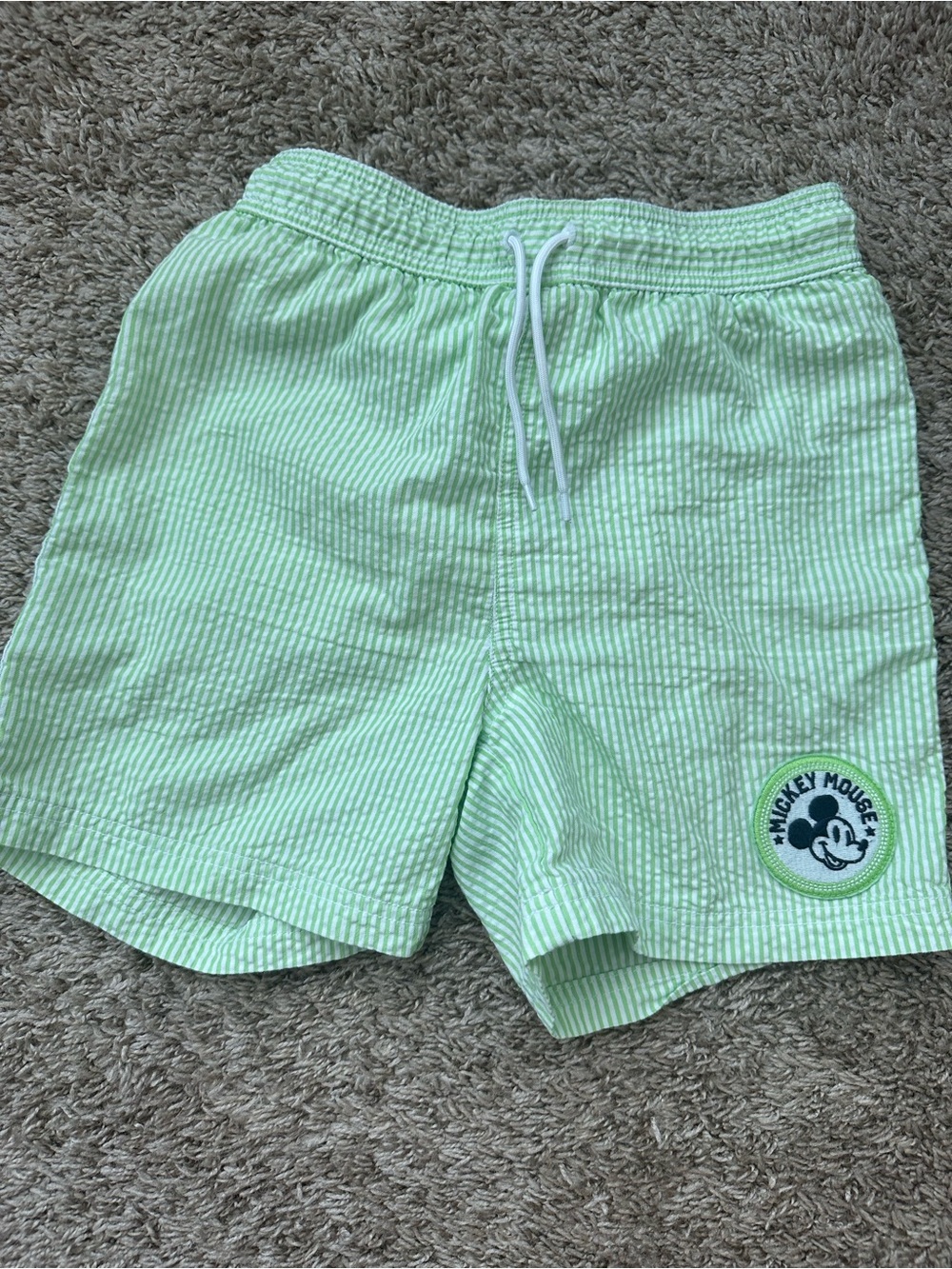 Janie and Jack Light Green Seersucker Mickey Mouse Shorts Size 10 LIKE NEW